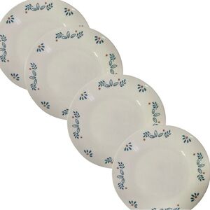 Corelle By Corning 6.5” Lunch Dessert Plates Subtle Blue Leaves Break Resistant